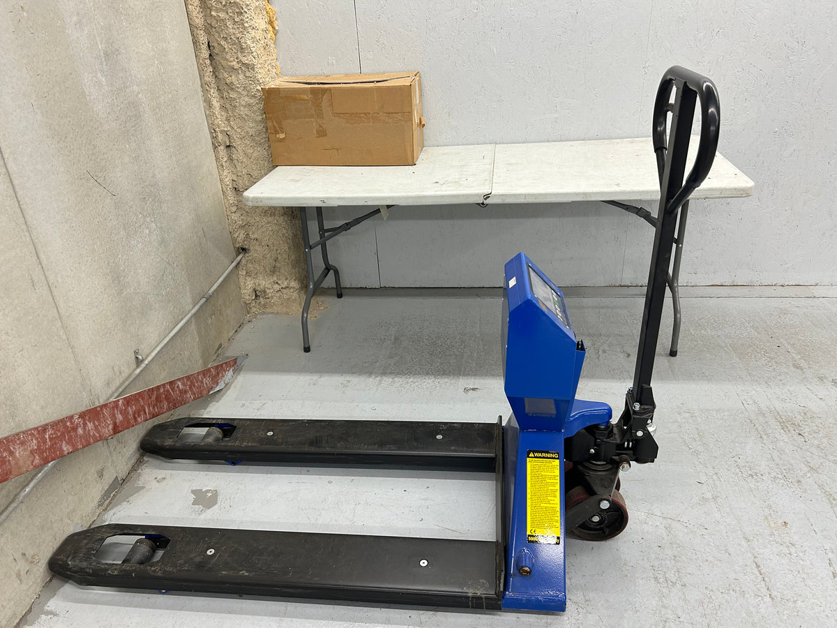 Low-Profile Manual Pallet Jack Scale Truck, 5000 lb. Cap, 27"W x 48"L Forks