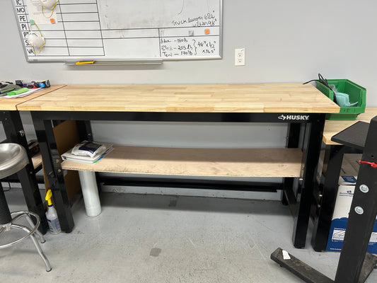 6 ft. Adjustable Height Ready to Assemble Heavy Duty Solid Wood Top Black Steel Workbench